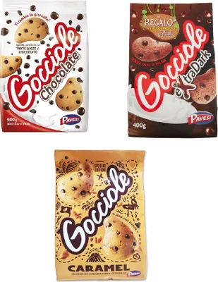 Produktbild von Pavesi Barilla Kekse Gocciole TESTPAKET 3 X 400G Shoko Extra Dark Haselnuss