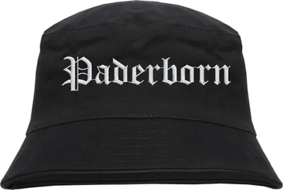 Produktbild von Paderborn Fischerhut - Altdeutsch - bestickt -  Bucket Hat Anglerhut Hut Schwarz L/XL