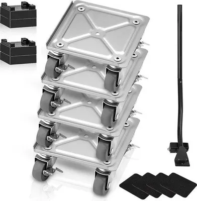 Image de Kit de transport de meubles 4 pièces, 227 kg, acier au carbone, 4 roues en PP