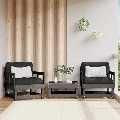 Immagine prodotto di The Living Store Sedie da giardino con cuscino 2 pz. Legno di pino massiccio grigio