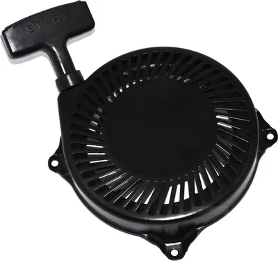 A black starter pull cord assembly for a motor, shown against a white background.