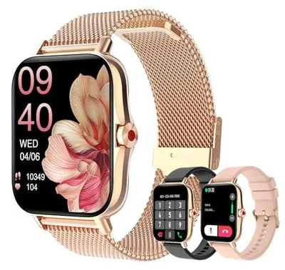 Produktbild von Smartwatch für Damen mit Telefonfunktion,Fitnessuhr für Android iOS Nachrichtenerinnerung Fitness Tracker 1.69" HD Touchscreen Sport Uhr mit Schlafmonitor