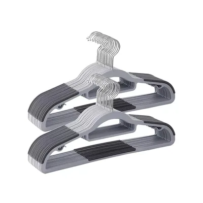 Produktbild von In And OutdoorMatch Kleiderbügel Cleora - 50 Stück - Grau - Hosenbügel - Anti Rutsch - Platzsparend - 42 x 0,6 x 21,5 cm