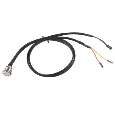 Image de Câble de commutation hôte pour ordinateur de bureau, bouton métallique, interrupteur marche/arrêt à LED en métal, bleu