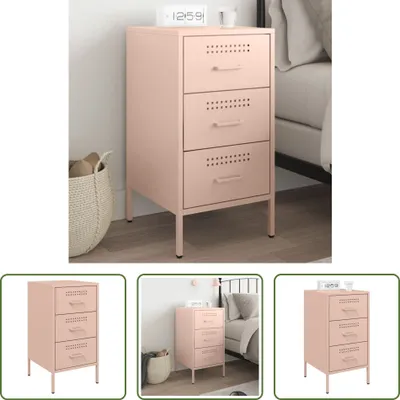 Produktbild von The Living Store Nachttisch Rosa 36x39x68 cm Kaltgewalzter Stahl