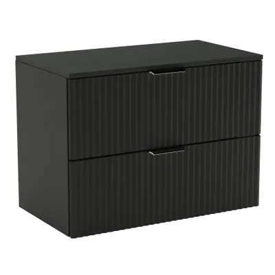 Obrázok produktu pre WENA Skrinka pod umývadlo 80 cm, rebrované čelá, kovové úchyty v zlatej farbe (farba: čierna)