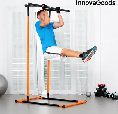 Produktbild von InnovaGoods - Klimmzug- und Fitnessstation, Allround-Training zuhause, Stärkung der Körpermuskulatur, Einstellbare Höhe 114-191 cm, Schwarz