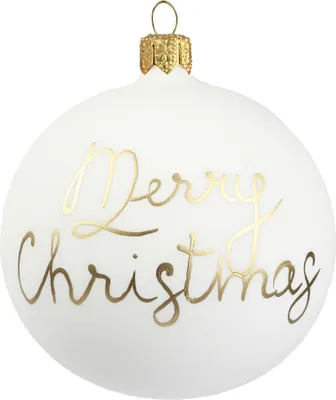Produktbild von Glaskugel weiß mit Text 'Merry Christmas'