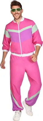 Produktbild von 80er Jahre Retro Trainingsanzug pink uni
