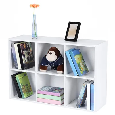 Produktbild von VASAGLE Bücherregal mit 6 Fächern weiß Holzregal 65,5 x 97,5 x 30 cm freistehend schmal und stabil Würfelregal Weiß LBC203D