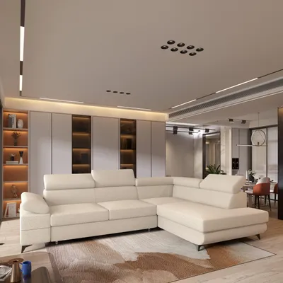 Produktbild von Masseno Ecksofa FAVIEN R-S mit Schlaffunktion L-Form, Sofa mit Bettkasten, Wohnzimmersofa, Couch, Soffa, Bettsofa, Couchgarnitur- Creme, QUELLE 02