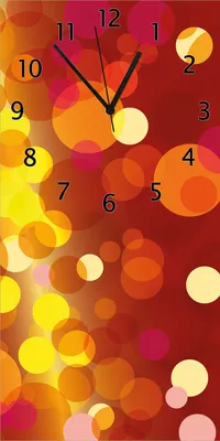 Produktbild von Wallario Design Wanduhr bedruckt, Größe 30 x 60 cm, Motiv: Rote  gelbe und orange Kreise - harmonisches Muster