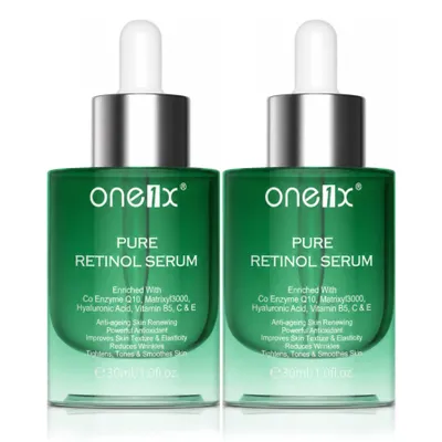 Produktbild von Retinol Serum Anti Falten Anti Aging Gesichtsserum Hyaluronsäure Vitamin B5 C E 2x 30ml