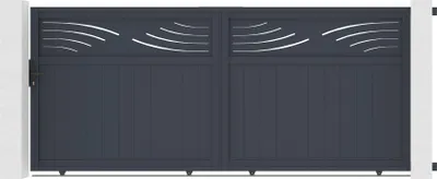 Produktbild von Schiebetor 3,7mHALTI H.160cm + Gartentür 1m HALTI H.160cm aluminium grau