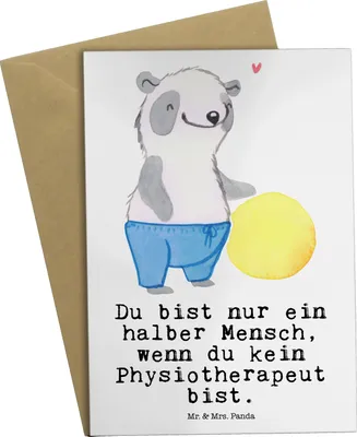 Produktbild von Mr. & Mrs. Panda babykarte Physiotherapeut Herz - Weiß - Geschenk, weihnachtskarten, jubiläumskarte, osterkarten, einladungskarten, dankeskarten, genesungskarte
