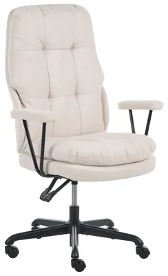 Produktbild von BELIANI Bürostuhl Cremeweiß Stoff Drehbar Höhenverstellbar Neigungsfunktion mit Armlehnen Rollen Modernes Design für Homeoffice Schreibtischstuhl