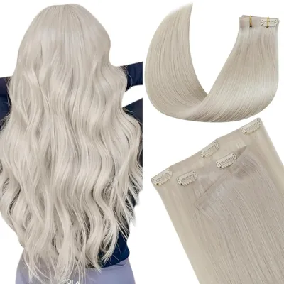 Immagine prodotto di Extension per capelli da applicare, capelli naturali, biondo, senza cuciture, 7 pezzi, 40 cm, 100g, tonalità #60