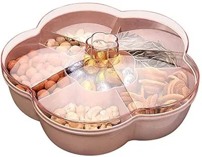 Snackbox mit 6 Fächern, Deckel, lila, 25 cm