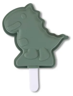 Produktbild von Fackelmann Stieleisform Dinosaurier Silikonform für Kinder, Auslaufsicher & Wiederverwendbar, Graugrün, Spülmaschinengeeignet