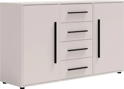 Produktbild von Modena K2D4SZ Kommode 150 cm – moderne Anrichte mit 4 Schubladen und 2 Türen, funktionaler Stauraumschrank für Wohnzimmer, Schlafzimmer und Flur (Kaschmir)
