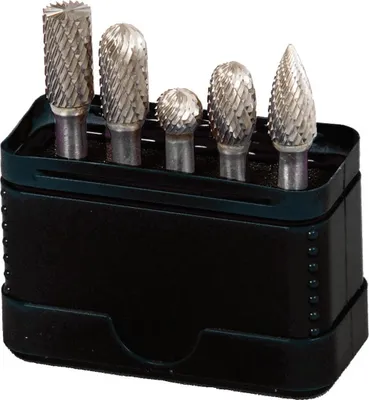 Produktbild von Projahn Frässtifte HM, 5-tlg. in Kunststoffpack Form B, C, D, E, G Kopfdurchmesser 9.6 mm