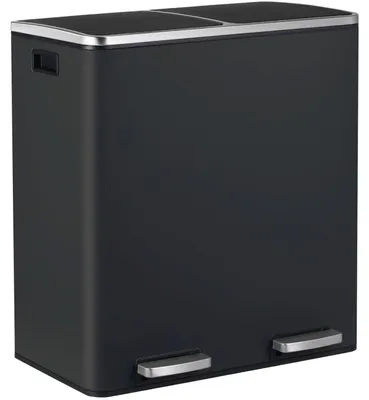 Imagen del producto de Contenedor de basura exterior - Cubo de basura - Papelera - Contenedor de residuos - Con 2 compartimentos - Tapa con sistema de cierre suave