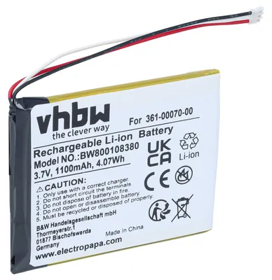 Produktbild von vhbw Akku kompatibel mit Garmin Nüvi 3598, 3597, 3598LMT-D, 3598LMT, 3597LMTHD, 3597LMT, 3560LMT, 3560LM GPS Navigation Navi (1100 mAh, 3,7 V, Li-Ion)