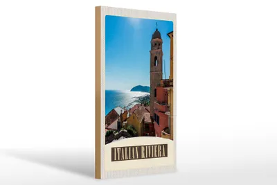 Produktbild von Holzschild Reise 20x30cm Italien Riviera Meer Stadt Strand