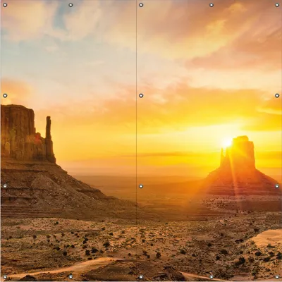 Produktbild von Wallario Outdoor-Poster für Garten oder Balkon, Motiv Monument bei Sonnenuntergang, in ca. 180 x 180 cm