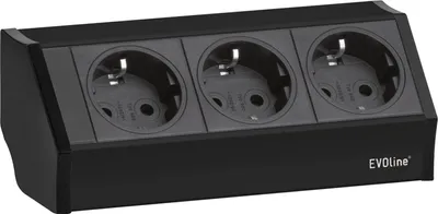 Produktbild von Evoline V-Dock Steckdosenelement 3xSchuko schwarz - Tischsteckdose, 3 Schukosteckdosen, schwarz, max. 3500W, 1 Stück