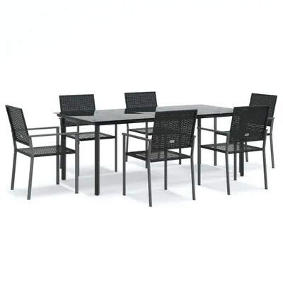 Image de vidaXL Ensemble de jardin 7 pièces Poly rotin et acier