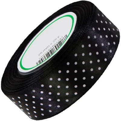 Immagine prodotto di Nastro di raso con pois 25 mm - circa 23 m - Nero 08