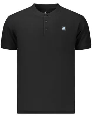 Produktbild von Elegantes Kurzarm-Poloshirt für Herren in Schwarz mit Stehkragen