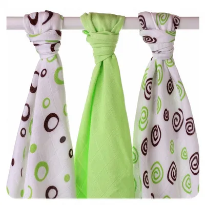 Image de XKKO Bamboo Mullwindel 70x70 3er-Set Mix Lime