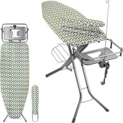 Produktbild von Bügelbrett / Bügeltisch - Große Ausführung - 130x48 cm - Mit Bügeleisenablage - Ärmelbrett - Tragegriff
