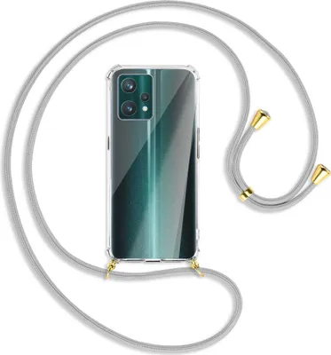 Produktbild von Handykette Backcover-Schutzhülle mit Band (Metall goldfarben) für Realme 9 Pro Plus 5G - silbergrau