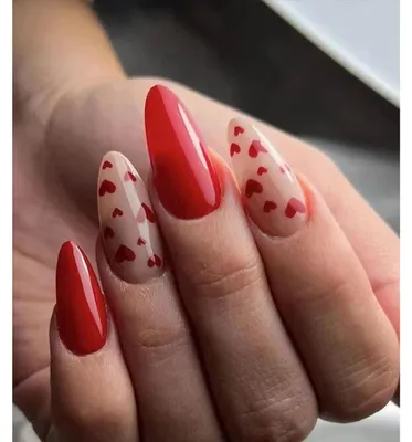 Image de Ongles décoratifs "Cœur" rouges, à coller, 24 pièces. Ongles factices en acrylique pour femmes et filles