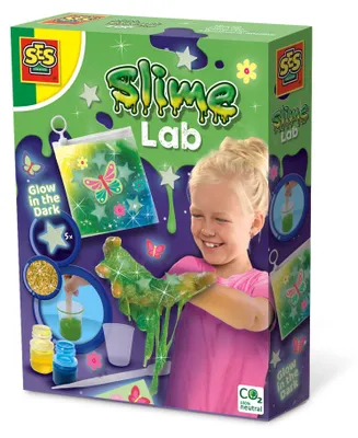 Obrázok produktu pre SES Creative Slime - lab - Glow in the dark slijm - Maak je eigen slijm in ziplock zakje – Met glitters - Goed uitwasbaar - Veilig voor kinderen – Experimenteerdozen, Sliz, 8 rok / roky, Lepenka, Viacfarebný