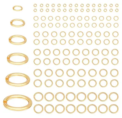 240x offene Sprungringe 3–8 mm, 24K vergoldet, Messing