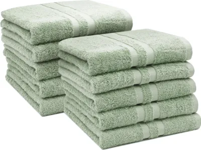 Produktbild von 10er Set Handtücher, 50x100 cm, 100% Baumwolle, salbei grün