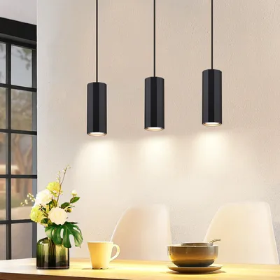 Obrázek produktu pro ZMH Závěsné světlo Černý kov 3 Ecikg Plamen Závěsná lampa Závěsná lampa GU10 Moderní závěsné světlo pro obývací pokoj Jídelna Kuchyně Ložnice