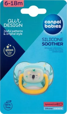 Zdjęcie produktu dla Canpol, Smoczek silikonowy, symetryczny 6-18m, koala EXOTIC 34/921