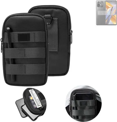 Produktbild von K-S-Trade Holster Gürtel Tasche kompatibel mit POCO M5s Handy Tasche Schutz Hülle dunkel-grau viele Fächer, 1x