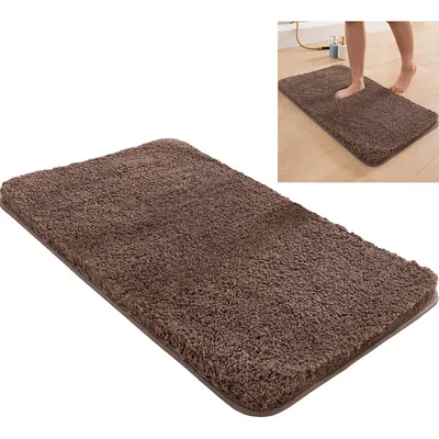 Produktbild von Rutschfeste, dicke Türmatte – Saugfähiger Teppich für Küche, Bad und Eingangsbereich in Kaffee, 60x90 cm, schützt vor Feuchtigkeit.
