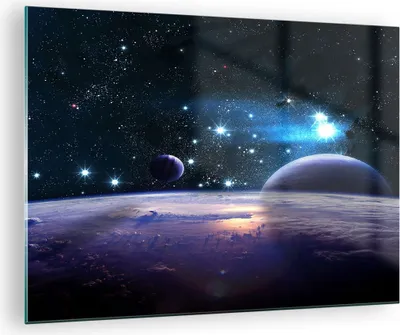 Produktbild von Bilder auf glas - Kosmos Planet - 70x50cm - Glasbilder - Wandbilder - Bilder - Kunstdruck - zum Aufhängen bereit - Wanddekoration aus Glas - Glas Bilder - Wandbild auf Glas - Einteilig - GAA70x50-3575