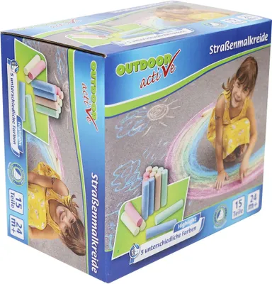 Image de Crayons de trottoir Outdoor Active, lot de 15 – 5 couleurs – Pour des heures de créativité en plein air