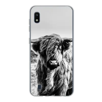 Produktbild von MuchoWow® Handyhülle Schutzhülle Hülle für Samsung Galaxy A10 Kuh - Schottischer Hochländer - Schwarz - Weiß - Tier - Natur - Wildtiere Silikon Softcase Handy Hülle - Schutzhülle