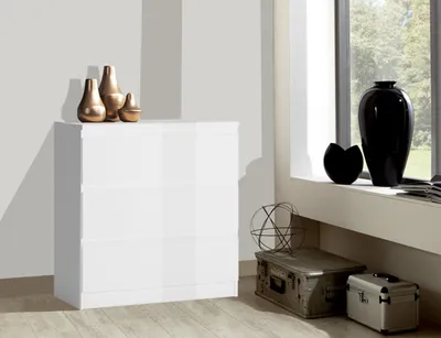 Produktbild von Sideboard Kommode Anrichte 80cm weiß matt / weiß Hochglanz