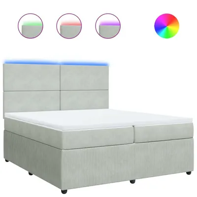 Produktbild von Boxspringbett mit Matratze Hellgrau 200x200 cm Samt