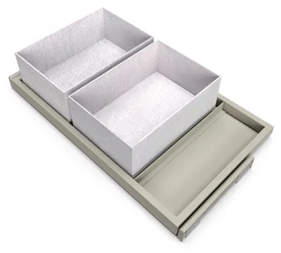 Produktbild von Emuca Set aus Tray set, 2 Organisationskörbe und Soft-Close-Führungsrahmen für Kleiderschränke, verstellbar, Modul 800mm, Steingrau